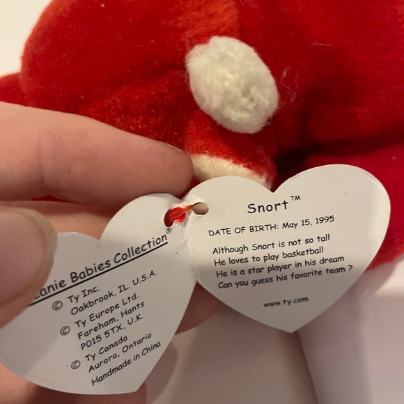Snort The Bull 05-15-95 Rare Retired Ty Beanie Baby  not mass produced - Picture 3 of 6